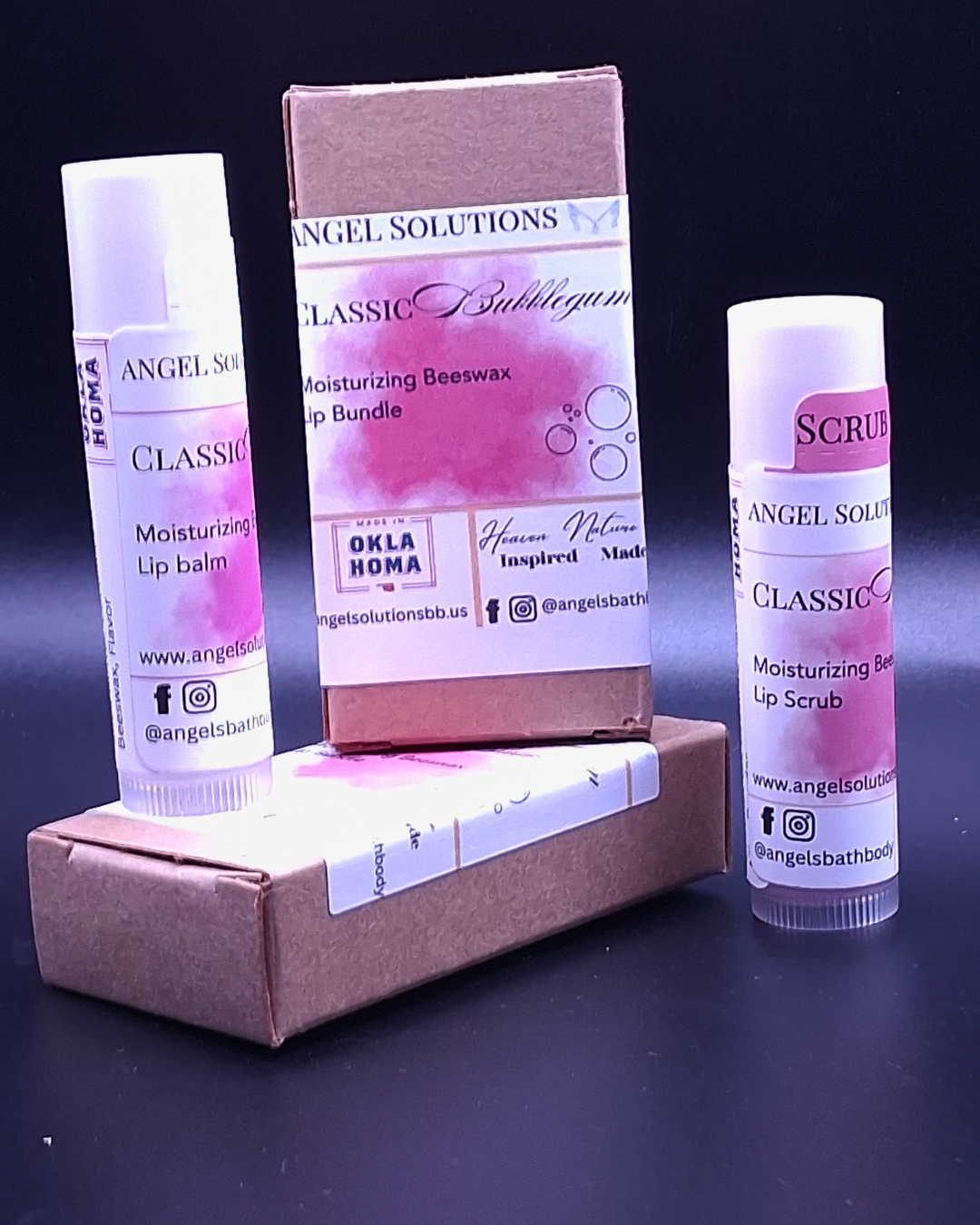 Classic Bubblegum Lip Care Bundle, lip balm & lip scrub set, nourish, smooth, protect