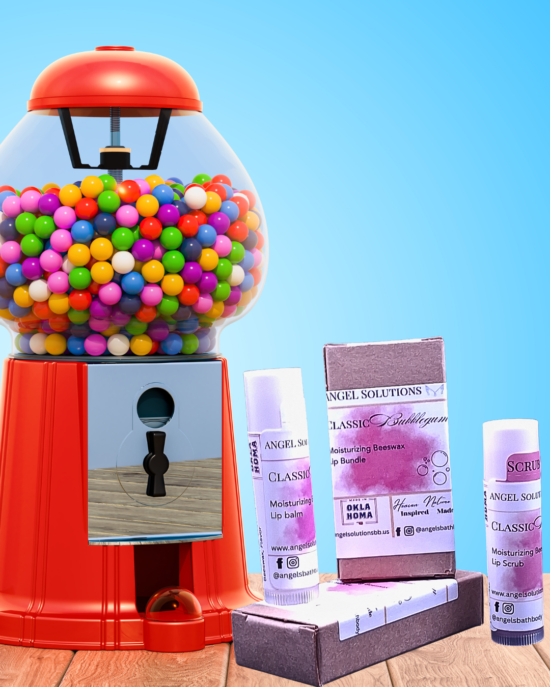 Classic Bubblegum Lip Care Bundle, lip balm & lip scrub set, nourish, smooth, protect