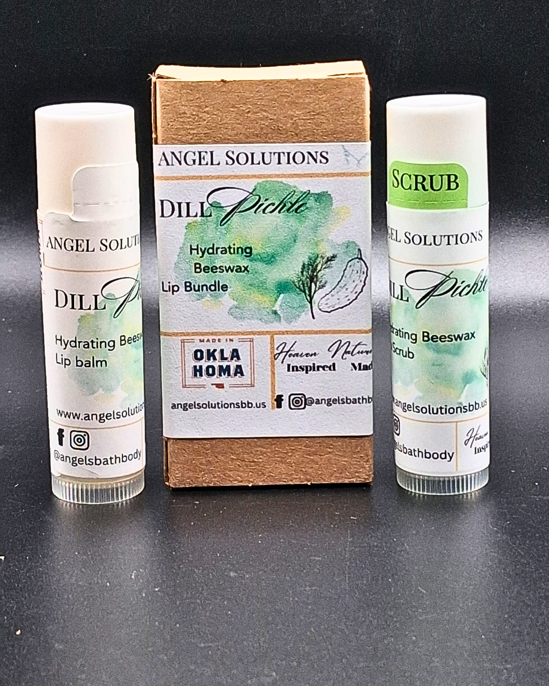Dill Pickle Lip Care Bundle, lip balm and lip scrub set, nourish, smooth, exfoliate and protect