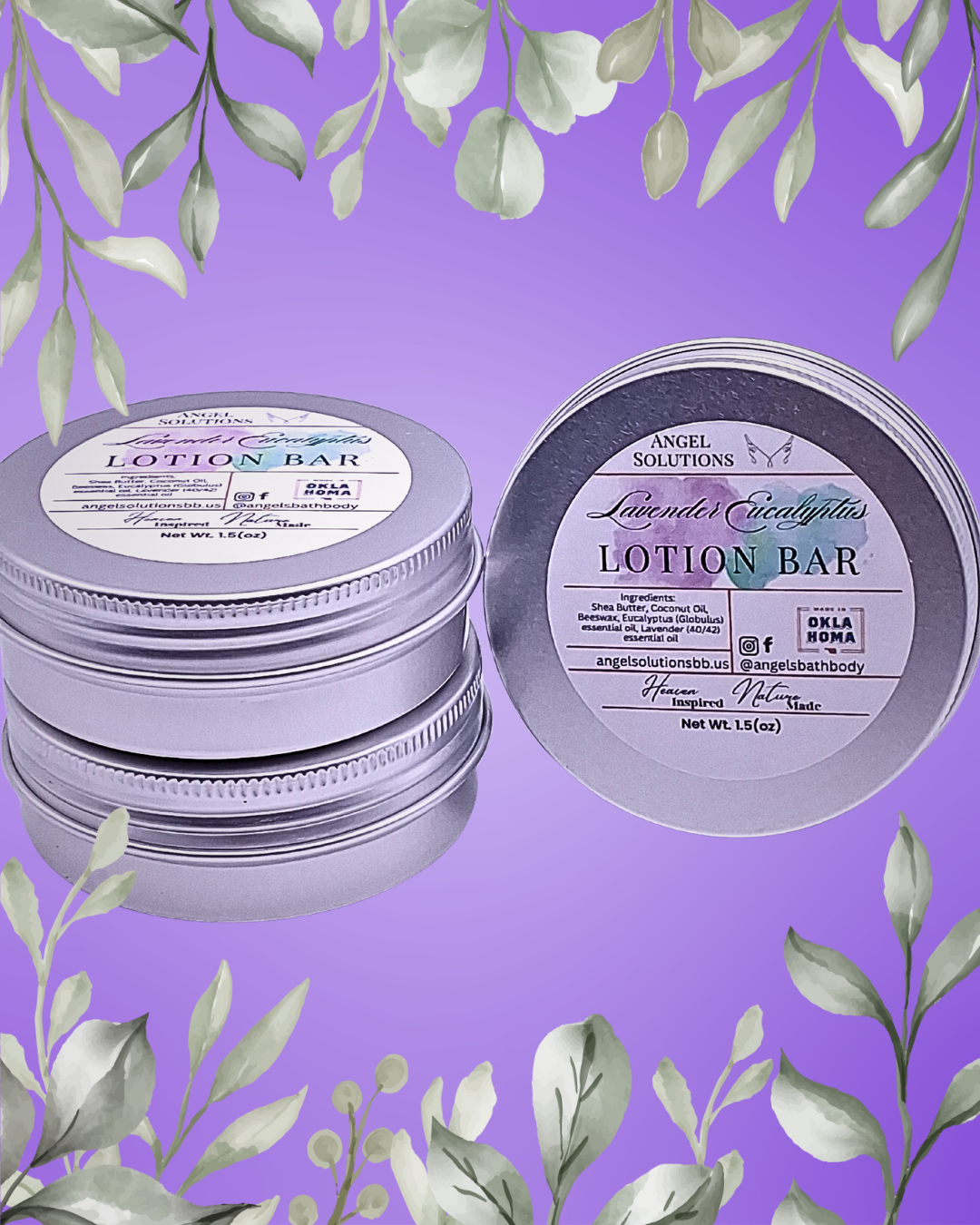 Lavender Eucalyptus Lotion Bar, solid lotion, moisturizing, nourishing