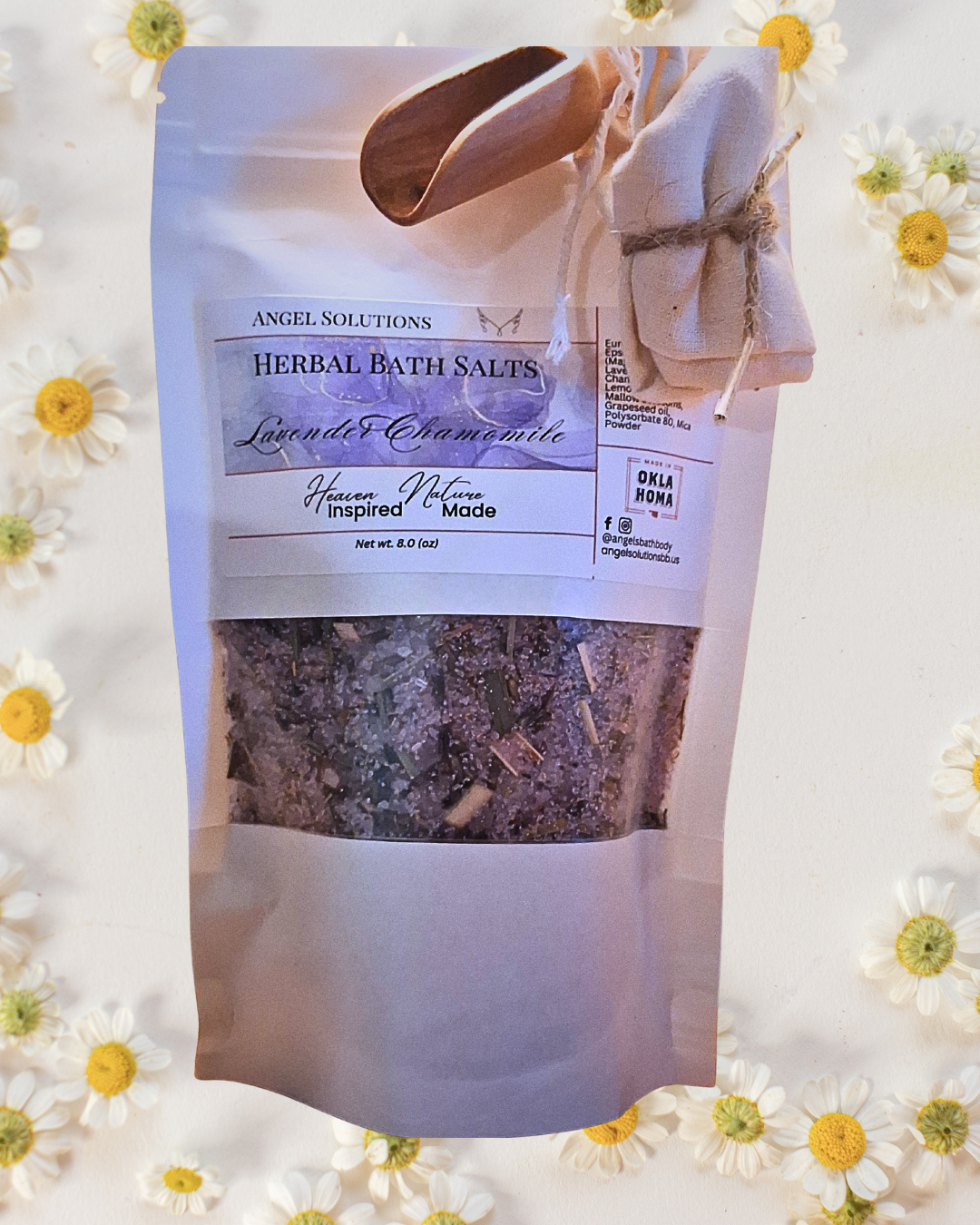 Lavender Chamomile Herbal Bath Salts, therapeutic, moisturizing, muscle relief