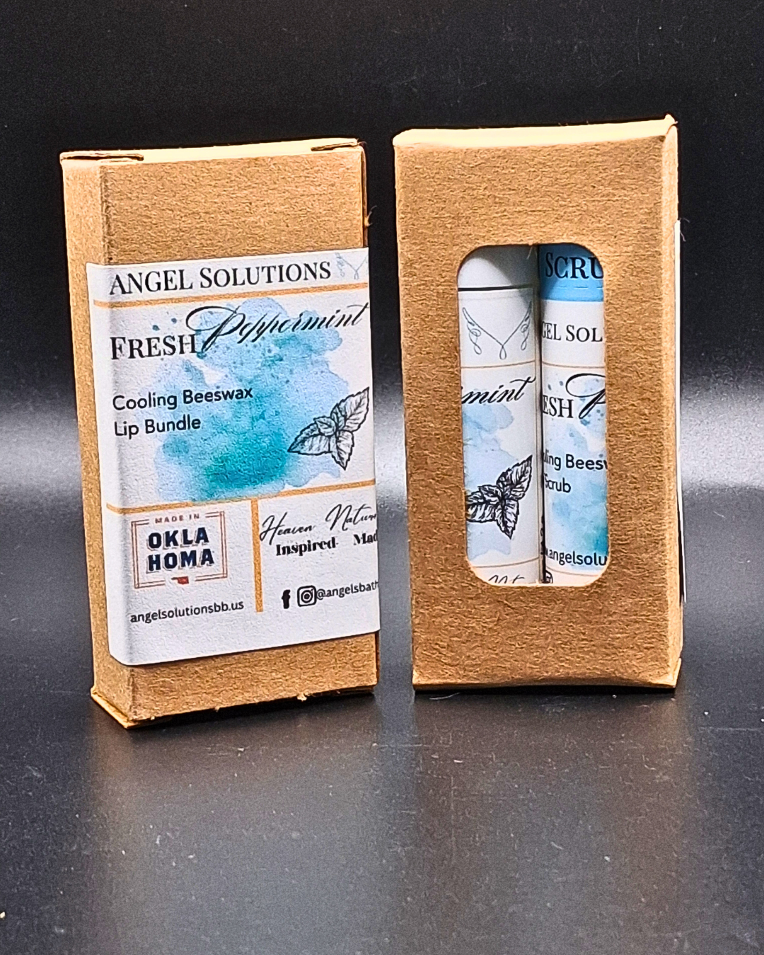 Refreshing Peppermint Lip care bundle, lip balm and lip scrub set, exfoliate, protect, nourish