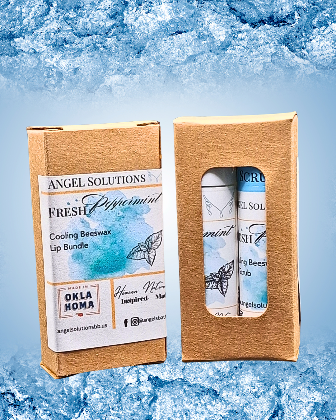 Refreshing Peppermint Lip care bundle, lip balm and lip scrub set, exfoliate, protect, nourish