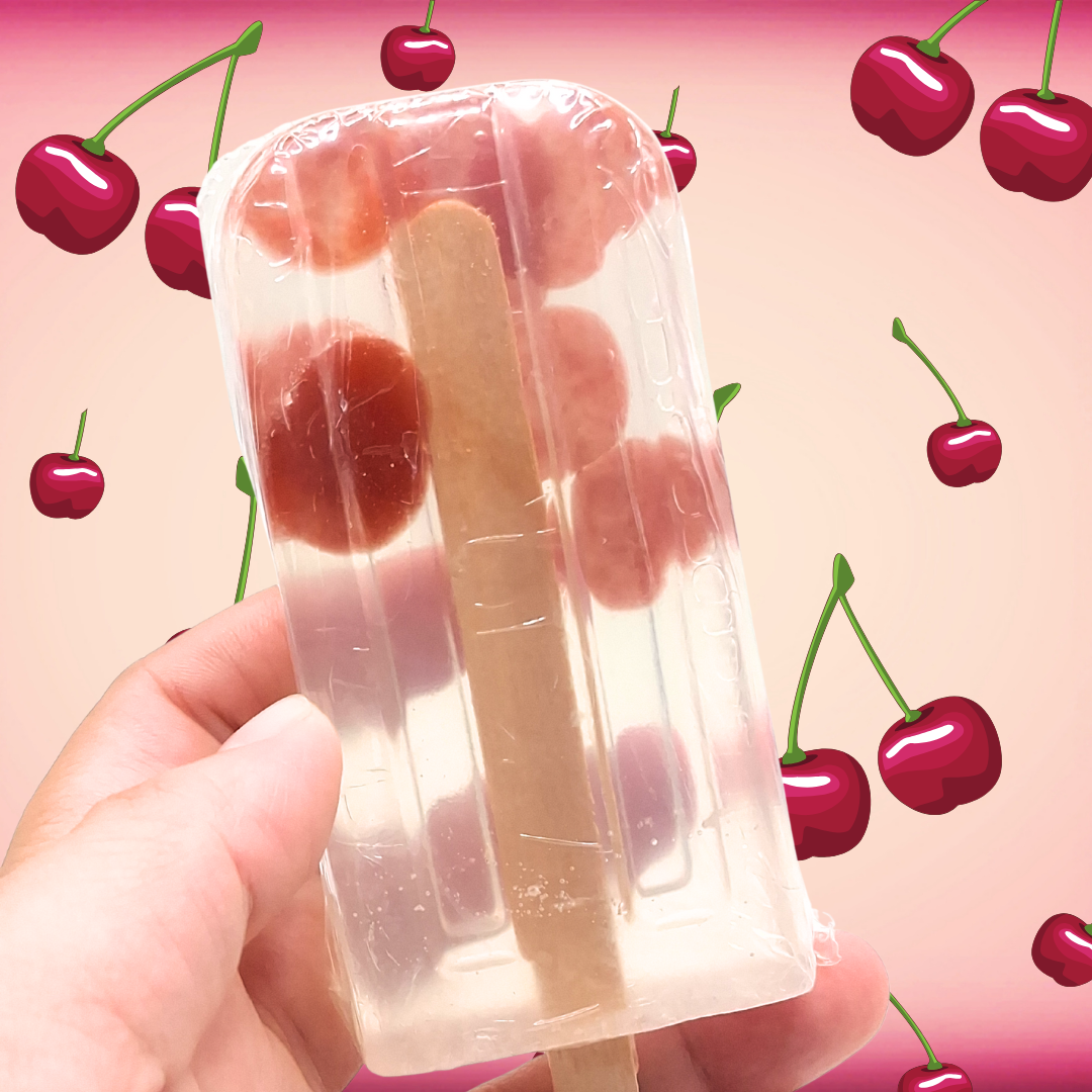 Black Cherry Soap Popsicle, fun summer soaps, handmade , fruity,