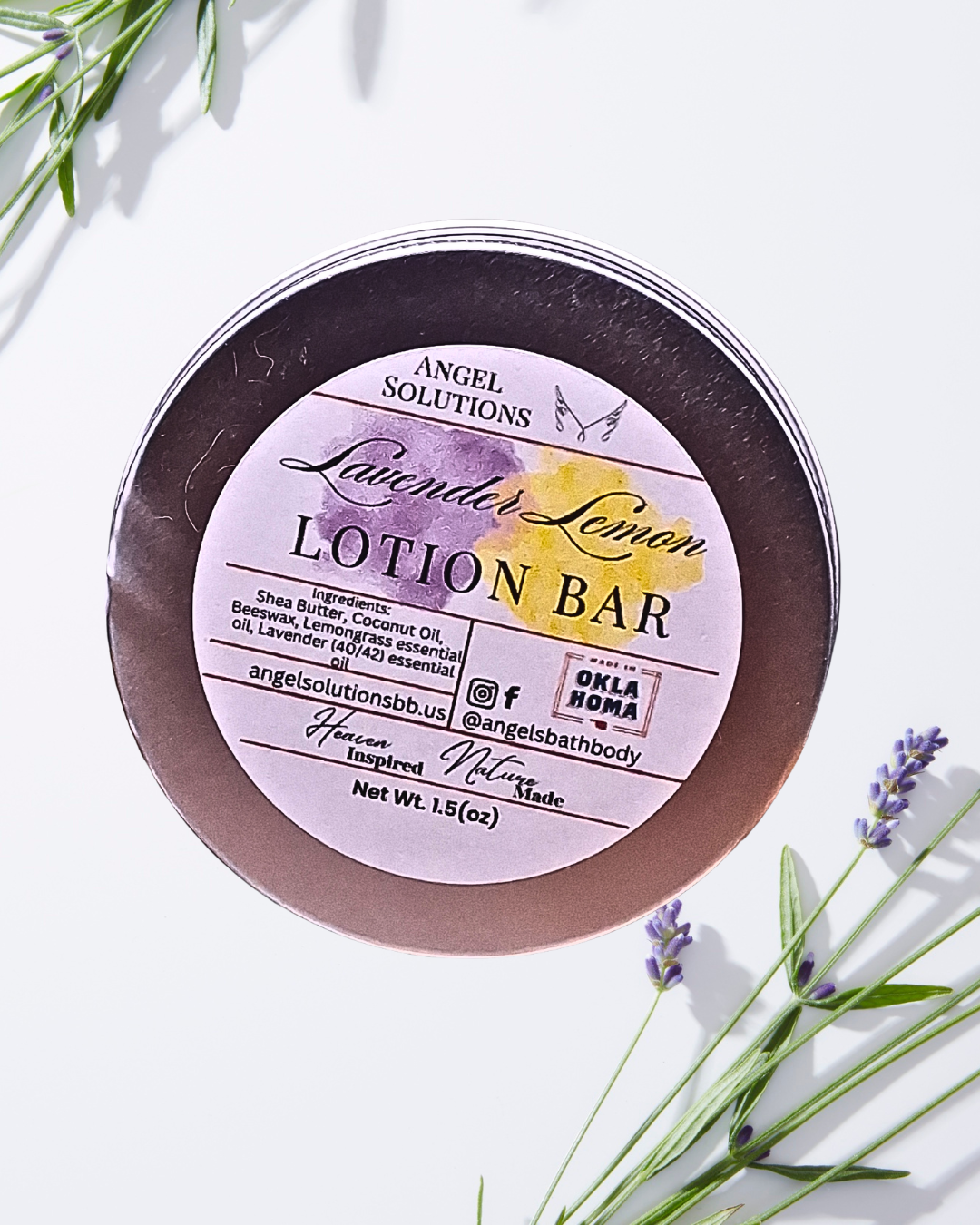 Lavender Lemon Lotion Bar, solid lotion, natural, essential oils, moisturizing