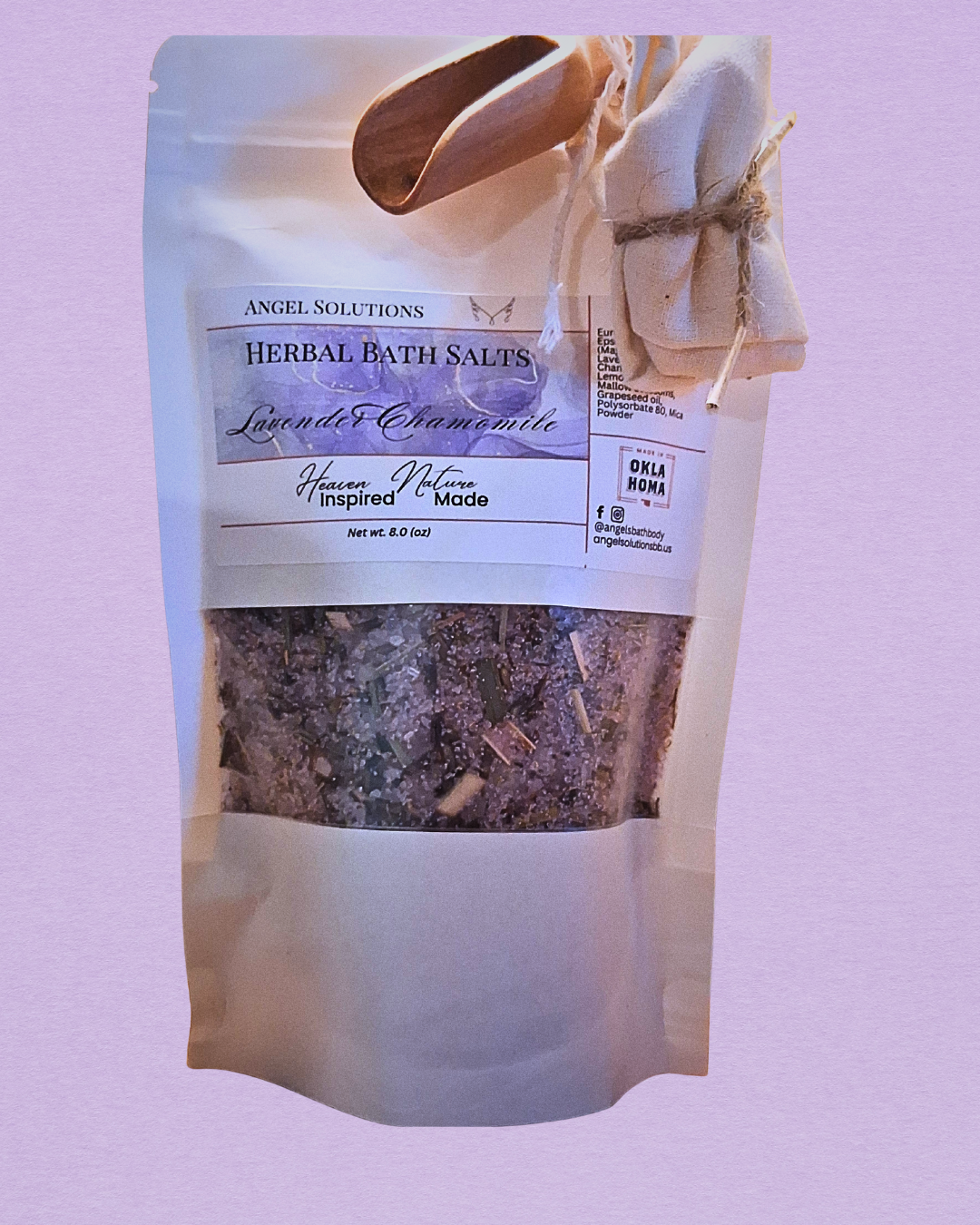 Lavender Chamomile Herbal Bath Salts, therapeutic, moisturizing, muscle relief