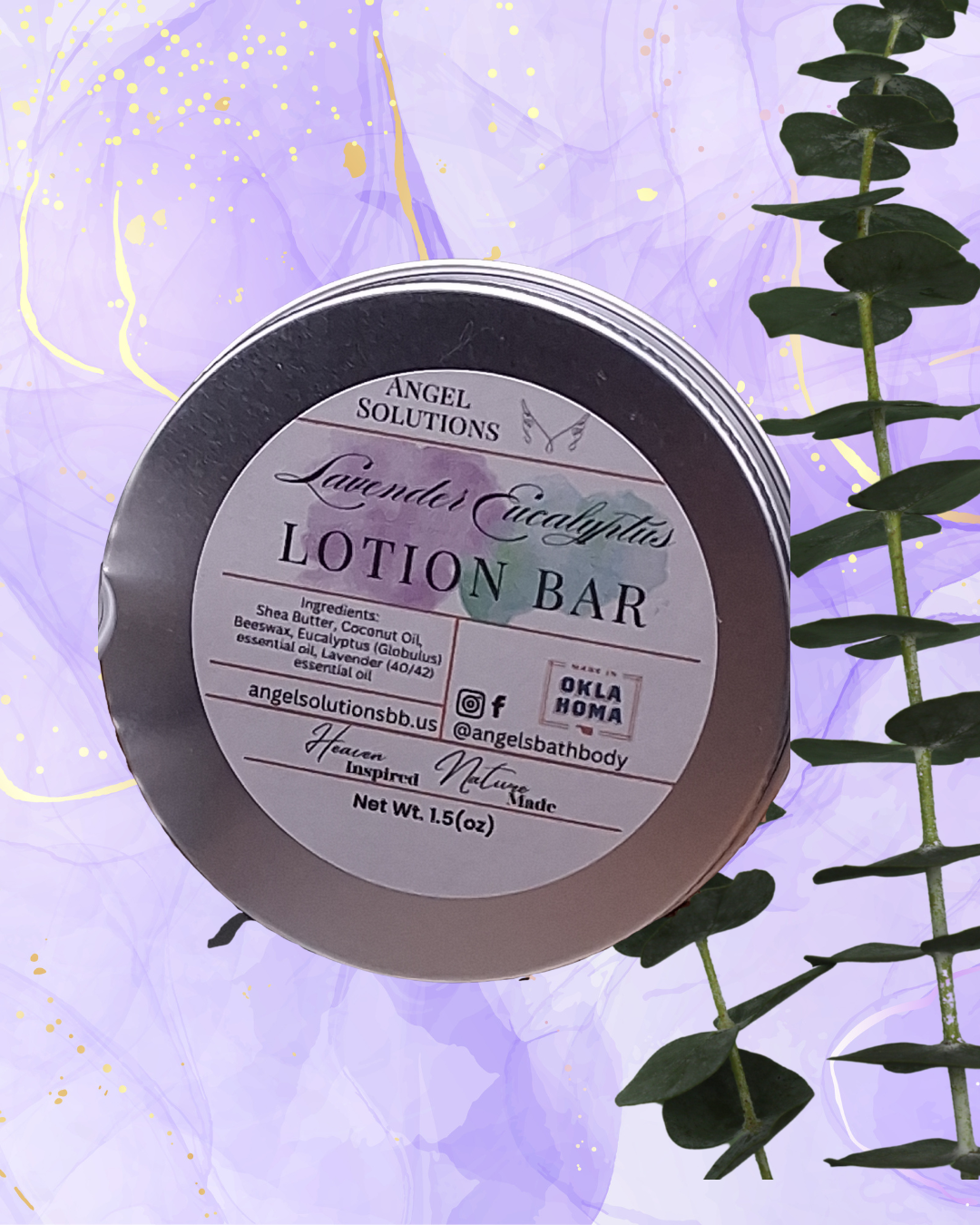 Lavender Eucalyptus Lotion Bar, solid lotion, moisturizing, nourishing