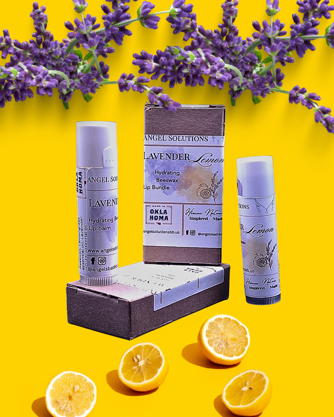 Lavender Lemon Lip Care Bundle, lip balm & lip scrub set, nourish, smooth, protect