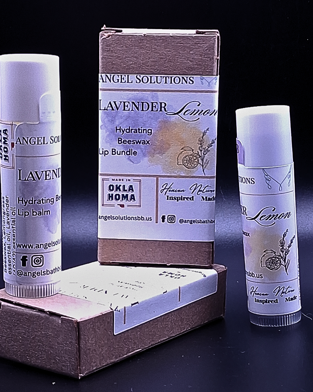 Lavender Lemon Lip Care Bundle, lip balm & lip scrub set, nourish, smooth, protect