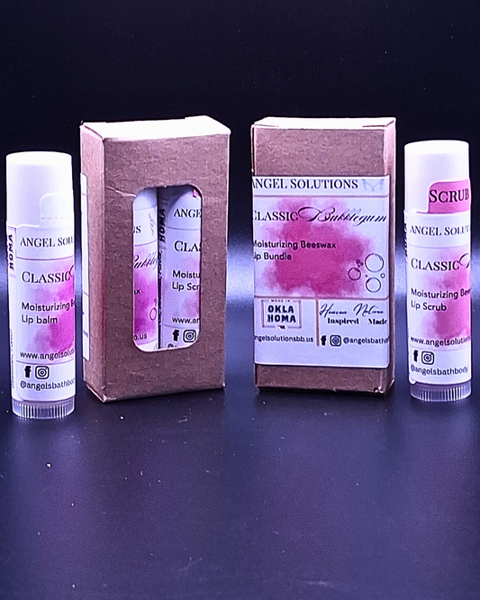 Classic Bubblegum Lip Care Bundle, lip balm & lip scrub set, nourish, smooth, protect