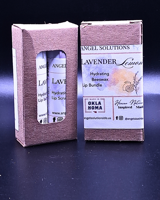 Lavender Lemon Lip Care Bundle, lip balm & lip scrub set, nourish, smooth, protect